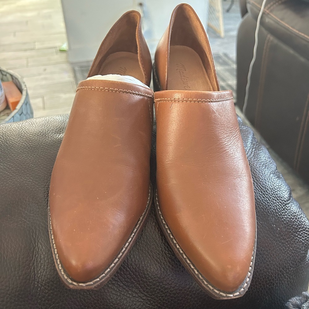 Madewell Brown Leather Pointed Toe Heels shoe
